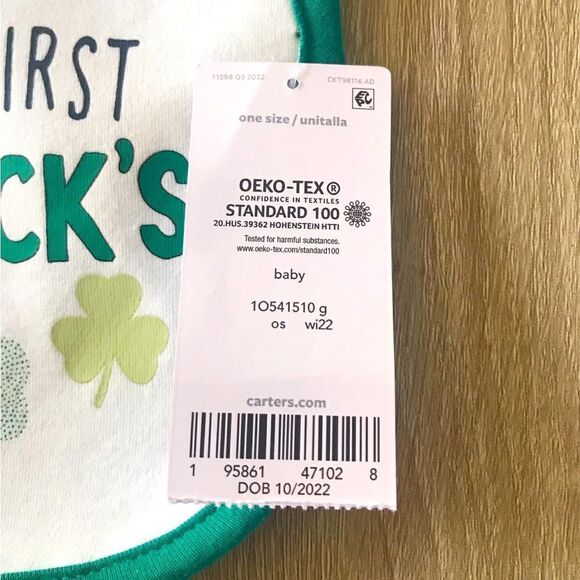 NWT … CARTER’S BABY “My First St. Patrick’s Day” Baby Bib - Picture 4 of 4